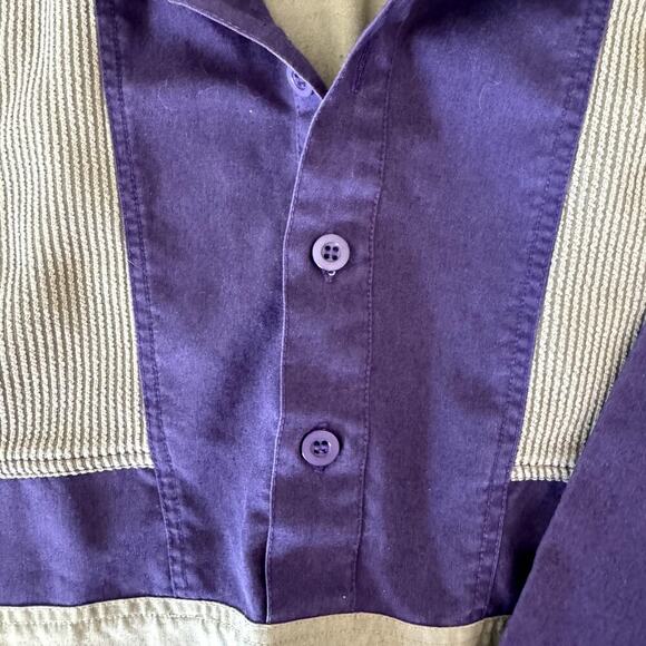 Vintage 80s Boulevard Club by Block Unisex Pullover Purple & Olive/Gray Medium - Picture 3 of 8